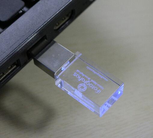 发光水晶U盘 透明玻璃U盘定制